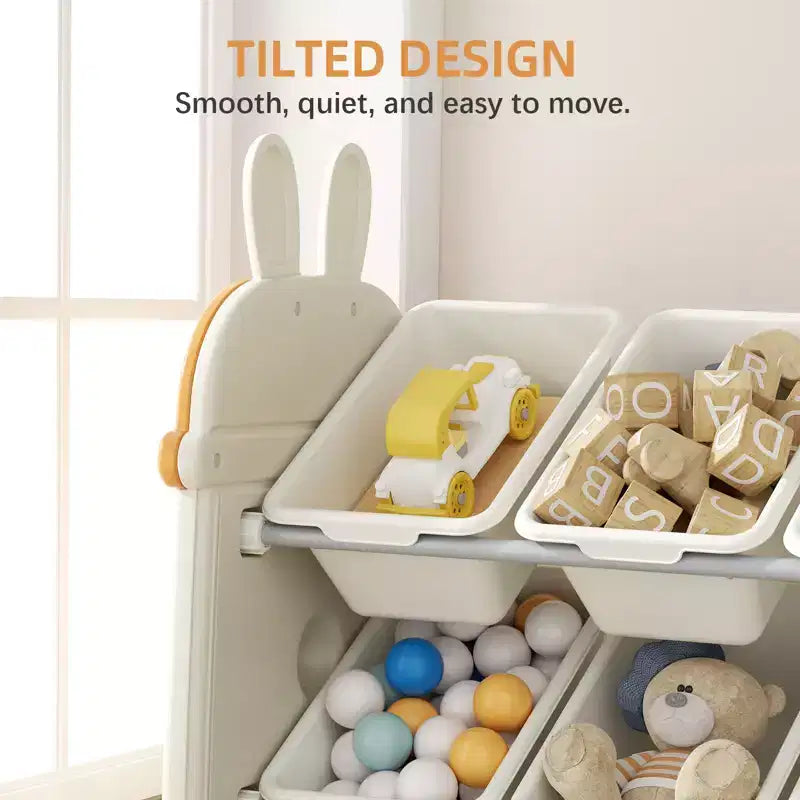 SUGIFT Meuble de Rangement pour Jouets et Étagère à Livres pour Enfants, Étagère de Rangement 2-en-1 avec 9 Bacs et 4 Compartiments à Livres, Plastique sans BPA pour Crèche et Salle de Jeux