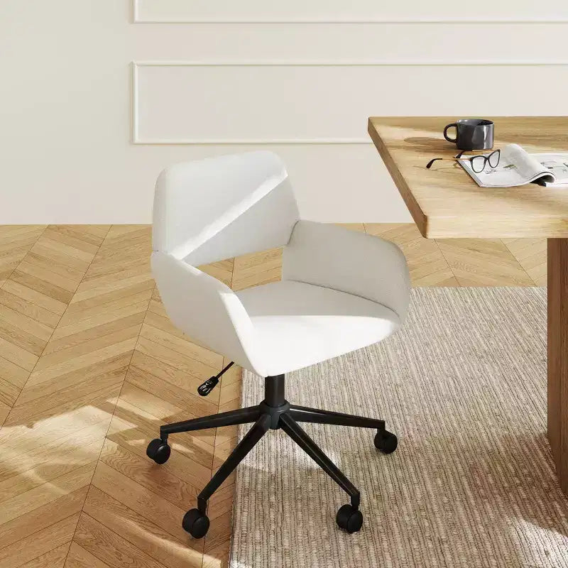 Chaise de bureau pivotante réglable Homy Casa avec accoudoirs rembourrés, siège tapissé pour petits espaces