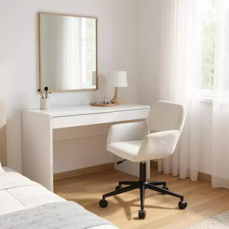 Chaise de bureau pivotante réglable Homy Casa avec accoudoirs rembourrés, siège tapissé pour petits espaces