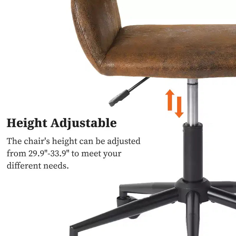 Chaise de bureau pivotante réglable Homy Casa avec accoudoirs rembourrés, siège tapissé pour petits espaces