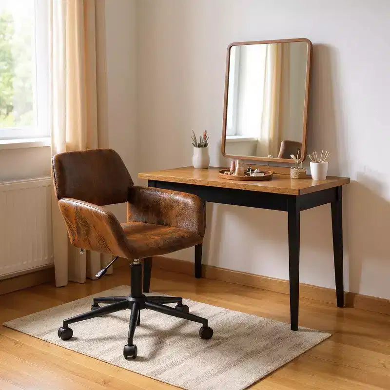 Chaise de bureau pivotante réglable Homy Casa avec accoudoirs rembourrés, siège tapissé pour petits espaces