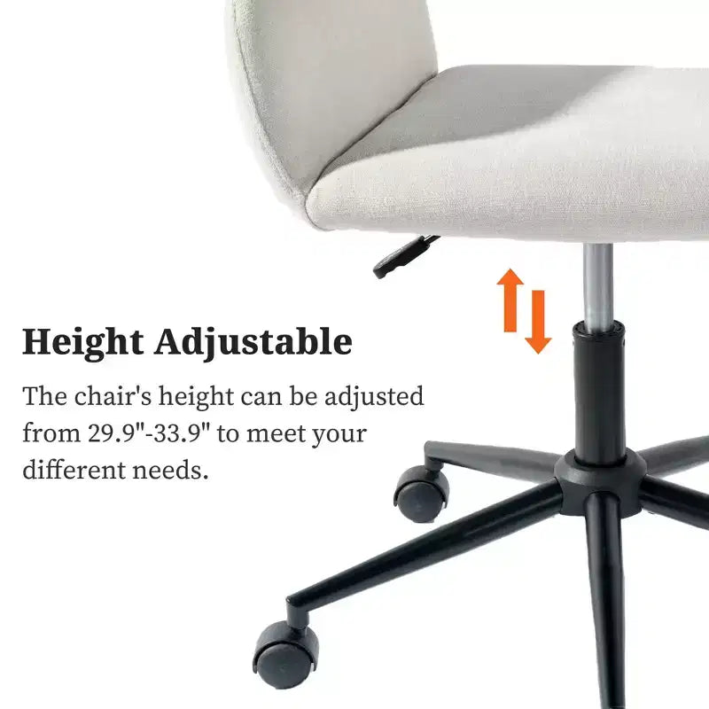 Chaise de bureau pivotante réglable Homy Casa avec accoudoirs rembourrés, siège tapissé pour petits espaces
