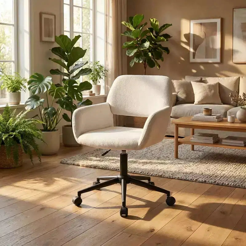 Homy Casa Adjustable Swivel Task Chair with Padded Arms, Upholstered Seat for Small Spaces