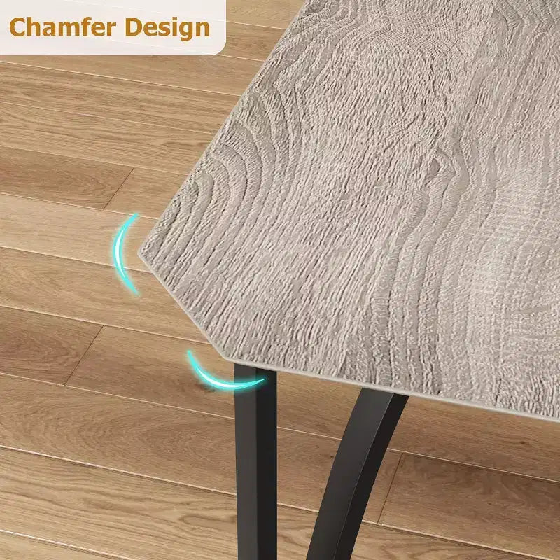 Ensemble table à manger et 2 chaises, table et chaises de cuisine pour 2 avec design chanfreiné, ensemble table de salle à manger 3 pièces avec sièges rembourrés - Gris