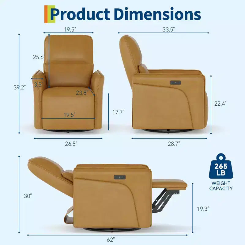 Grand fauteuil inclinable électrique avec fonction massage et chauffage pour personnes âgées, 3 positions, 2 poches latérales et porte-gobelets, et ports USB