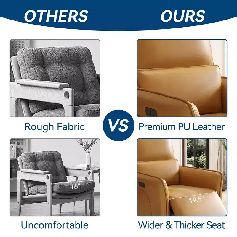 Grand fauteuil inclinable électrique avec fonction massage et chauffage pour personnes âgées, 3 positions, 2 poches latérales et porte-gobelets, et ports USB