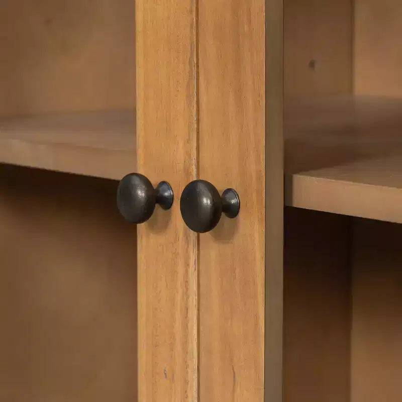 Christopher Knight Home Mirae Armoire de Rangement Vintage 140 cm avec 7 Tiroirs, 2 Portes Vitrées et Étagères Réglables
