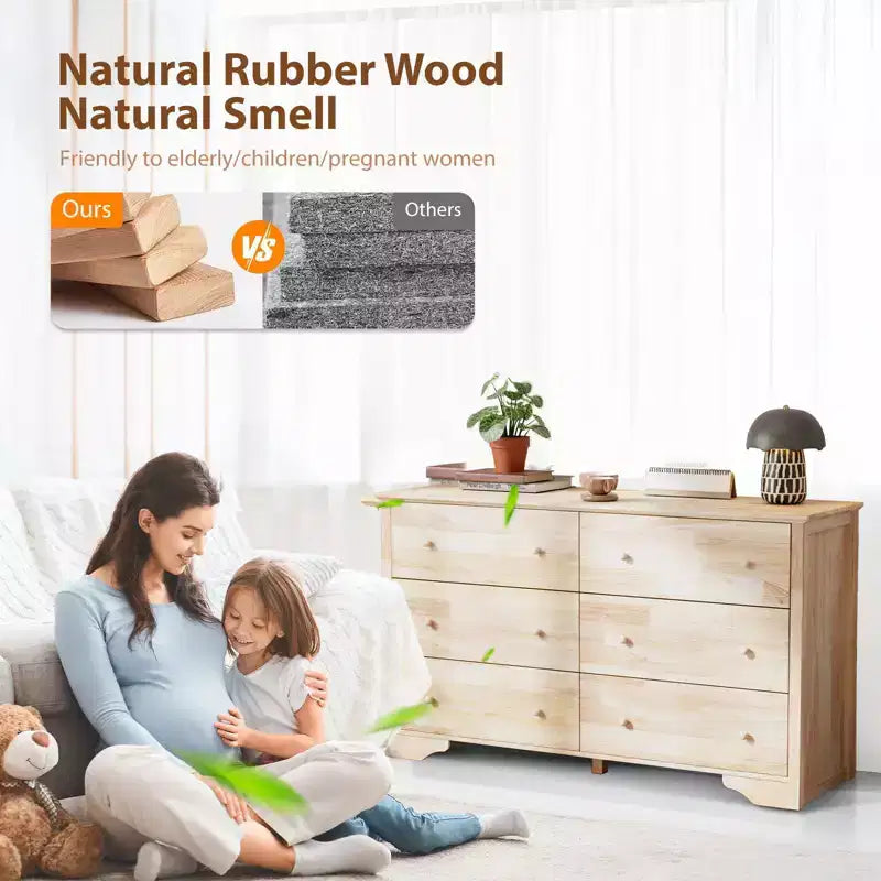 Commode Karl Home à 6 tiroirs en MDF naturel de 57,09 po L