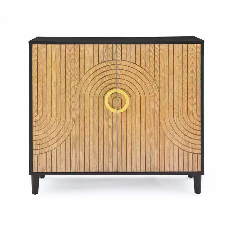Meuble de Rangement TROPOW avec Portes Doubles, Armoire de Rangement Autonome, Buffet d'Appoint avec Pieds en Bois Massif, Noir