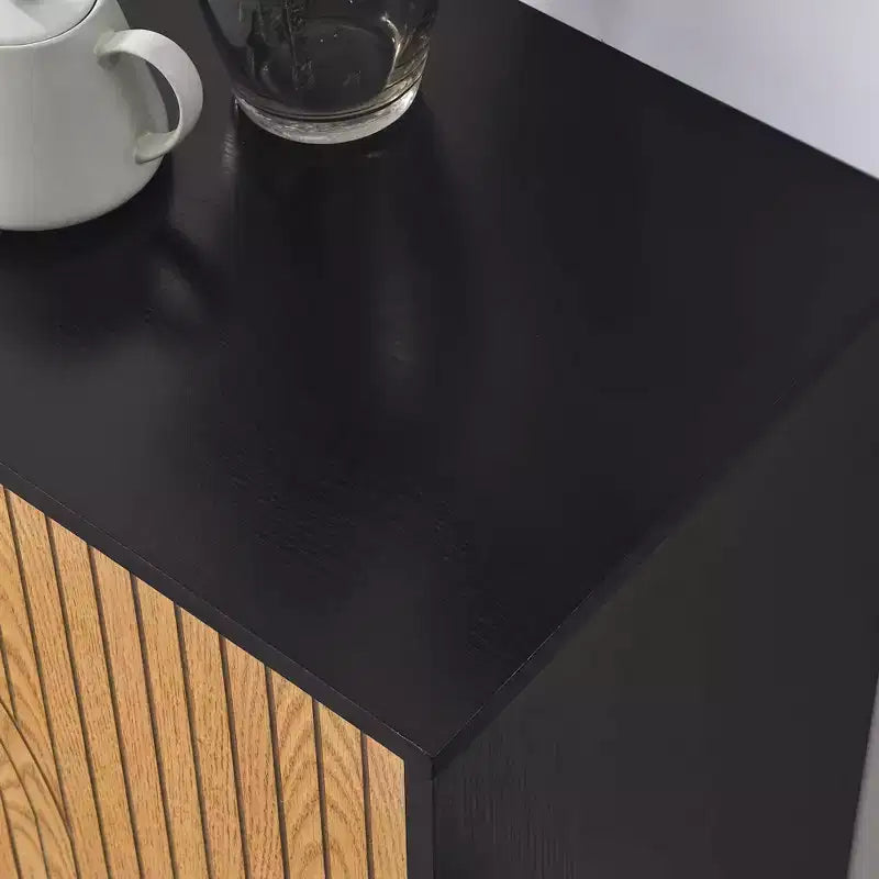 Meuble de Rangement TROPOW avec Portes Doubles, Armoire de Rangement Autonome, Buffet d'Appoint avec Pieds en Bois Massif, Noir
