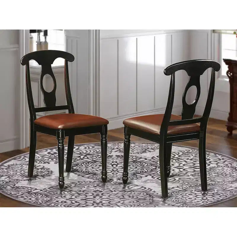 HomeStock Chaise noire de style antique, lot de 2 chaises de salle à manger