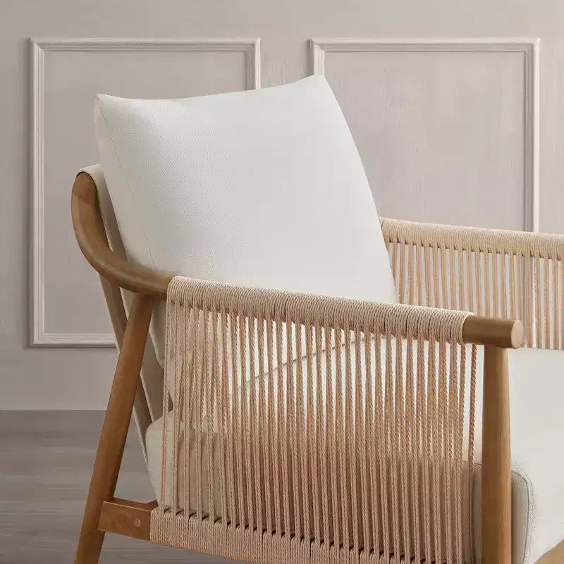 Fauteuil d'appoint de ferme moderne Spruce&Spring avec accoudoirs en bois tressé