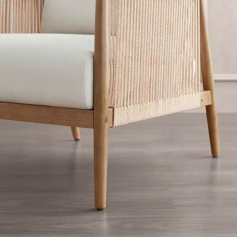 Fauteuil d'appoint de ferme moderne Spruce&Spring avec accoudoirs en bois tressé