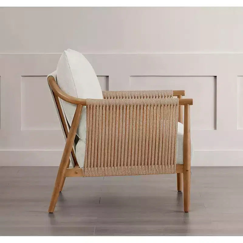 Fauteuil d'appoint de ferme moderne Spruce&Spring avec accoudoirs en bois tressé