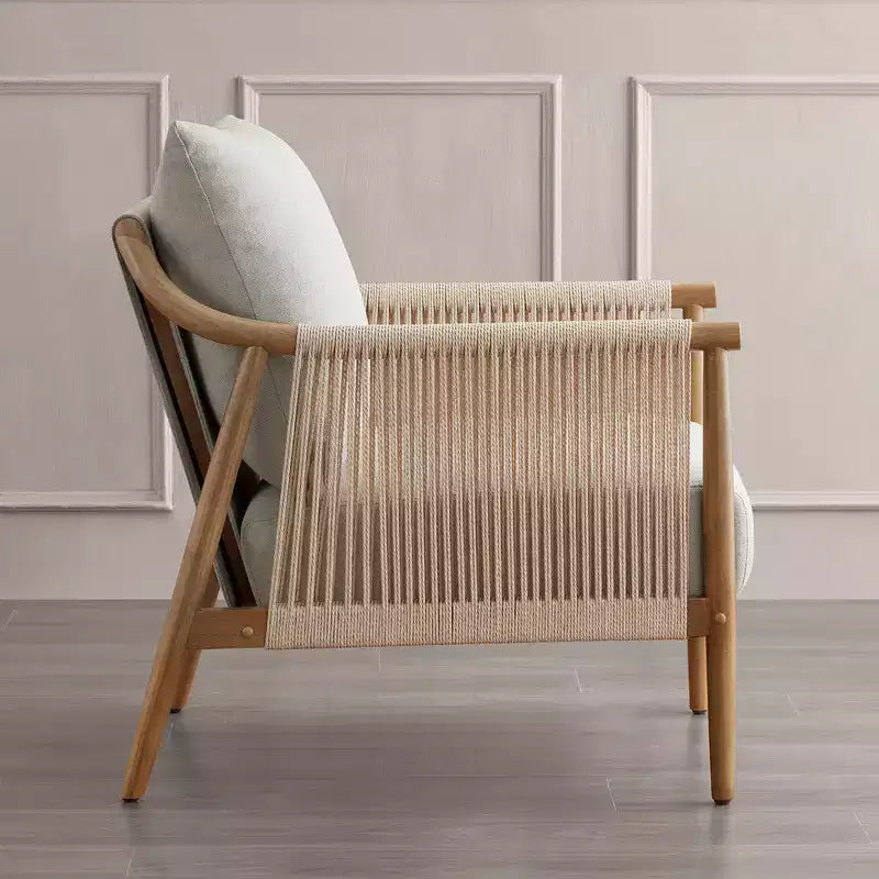 Fauteuil d'appoint de ferme moderne Spruce&Spring avec accoudoirs en bois tressé
