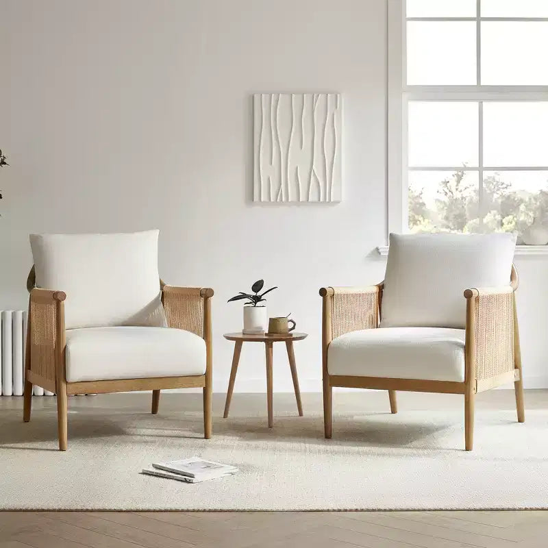 Fauteuil d'appoint de ferme moderne Spruce&Spring avec accoudoirs en bois tressé