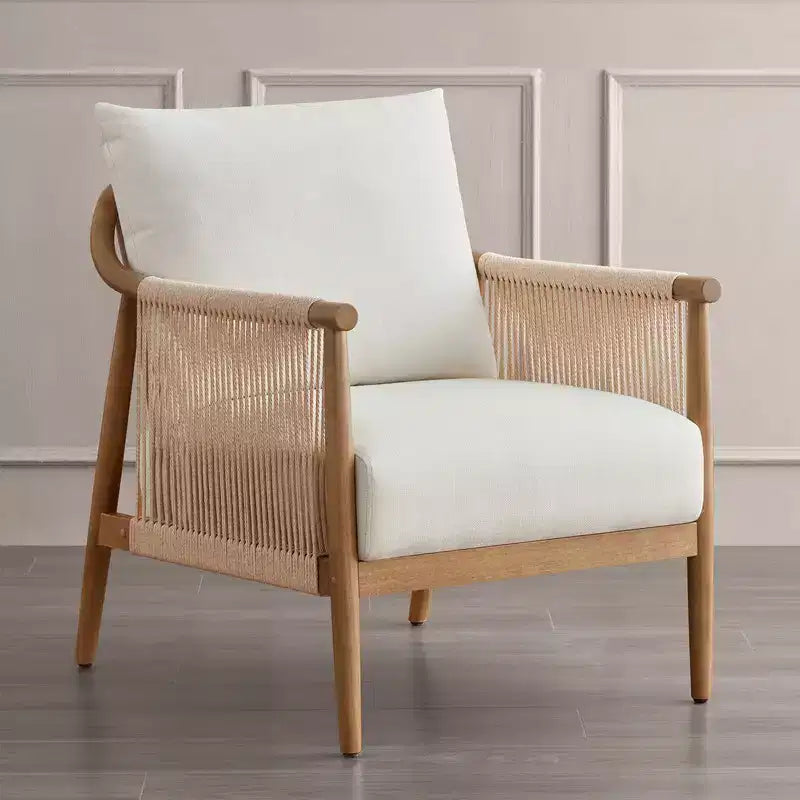 Fauteuil d'appoint de ferme moderne Spruce&Spring avec accoudoirs en bois tressé