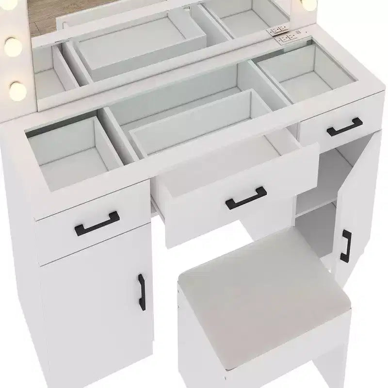 Coiffeuse blanche et son tabouret