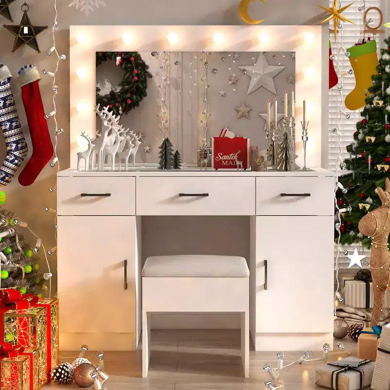 Coiffeuse blanche et son tabouret