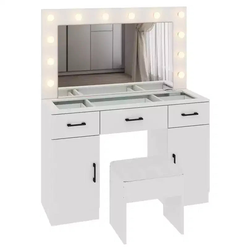 Coiffeuse blanche et son tabouret