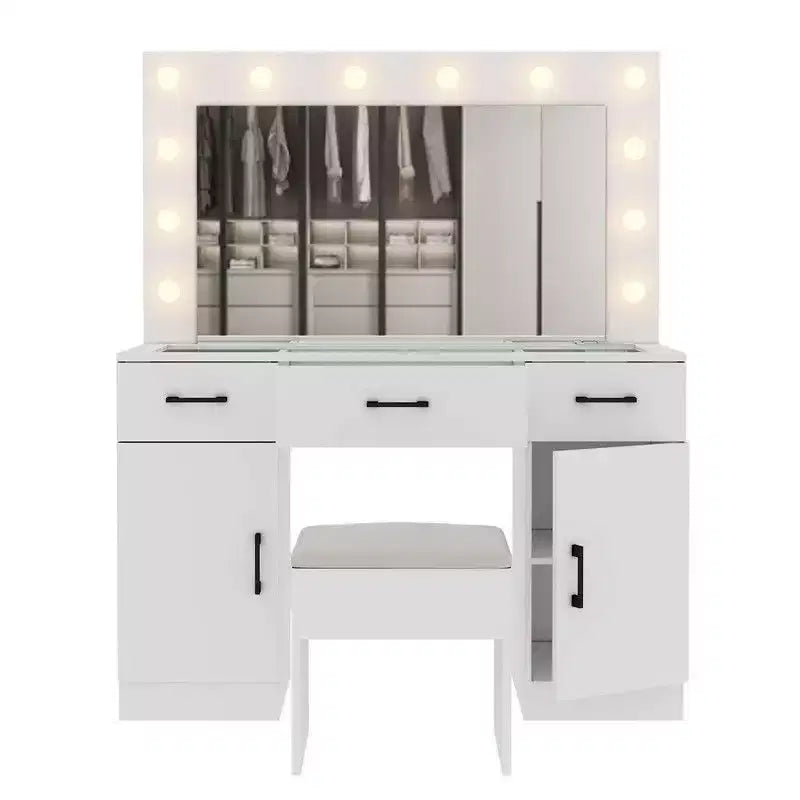 Coiffeuse blanche et son tabouret