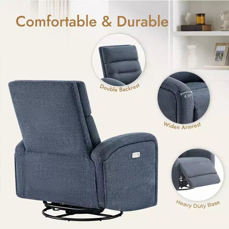 Fauteuil inclinable, pivotant et à bascule Spruce & Spring Power Glider pour chambre de bébé