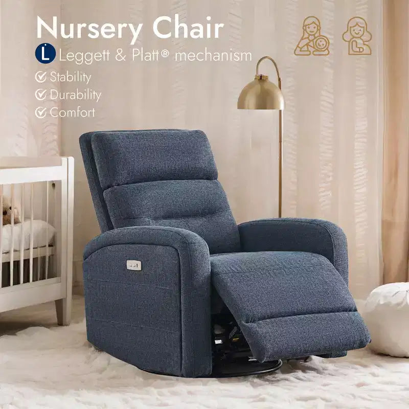 Fauteuil inclinable, pivotant et à bascule Spruce & Spring Power Glider pour chambre de bébé