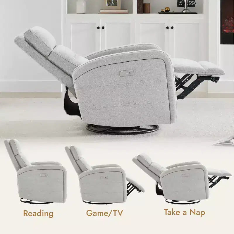 Fauteuil inclinable, pivotant et à bascule Spruce & Spring Power Glider pour chambre de bébé