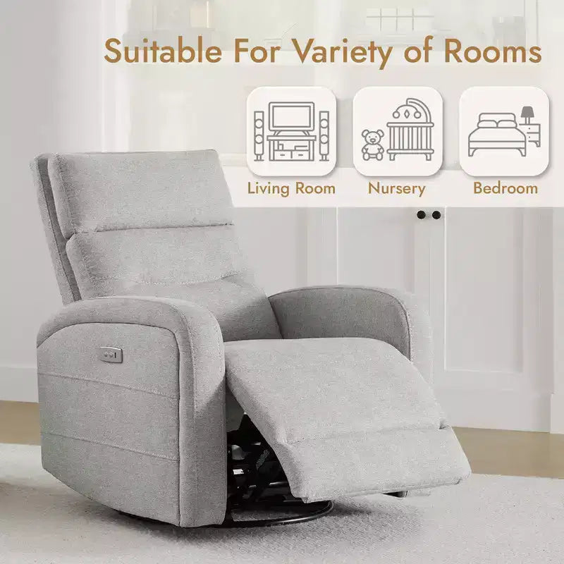 Fauteuil inclinable, pivotant et à bascule Spruce & Spring Power Glider pour chambre de bébé