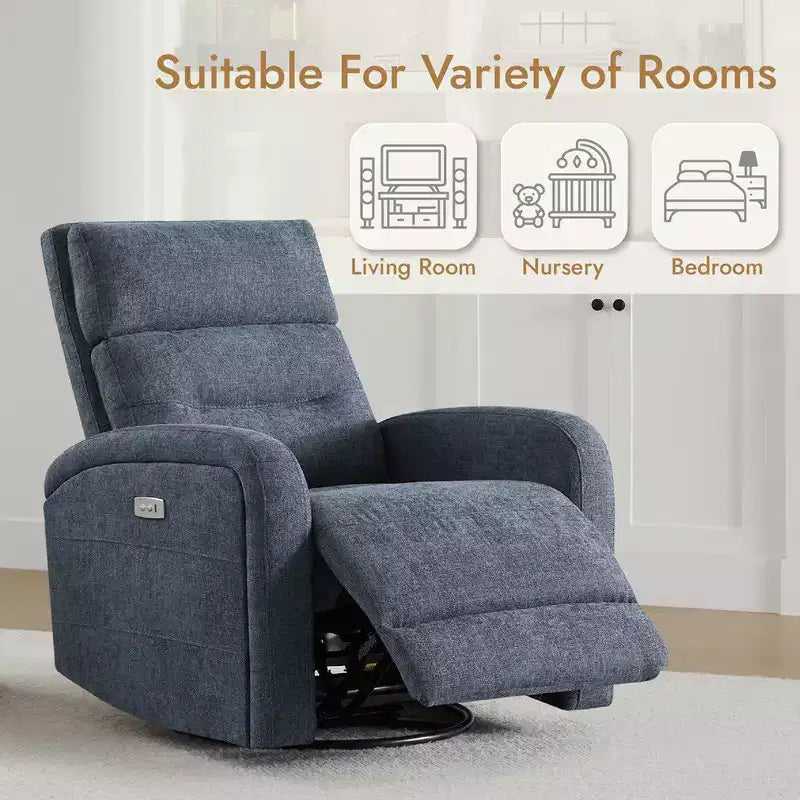 Fauteuil inclinable, pivotant et à bascule Spruce & Spring Power Glider pour chambre de bébé