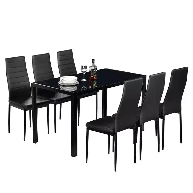 Table de salle à manger Auriona avec plateau en verre et base en métal