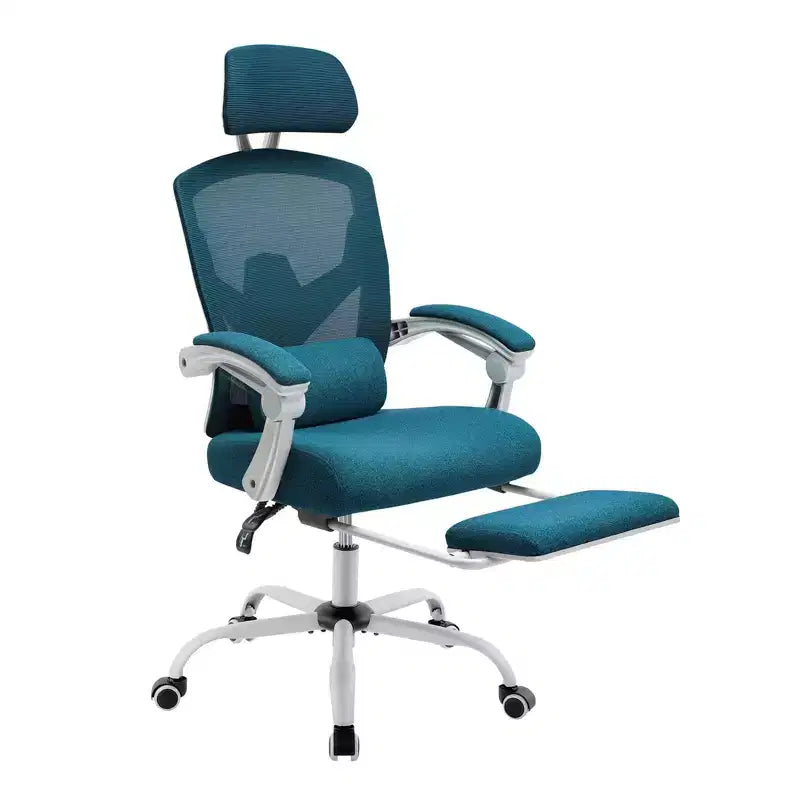 Chaise de bureau à dossier haut en maille Okak moderne avec repose-pieds rétractable, chaise de bureau pivotante réglable pour le bureau, l'étude