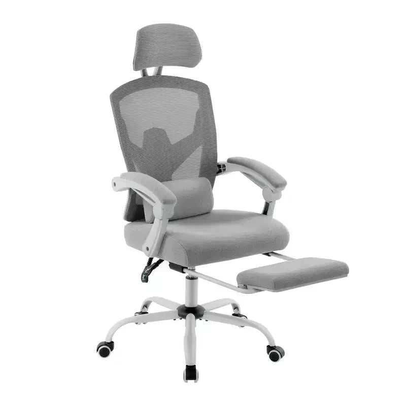 Chaise de bureau à dossier haut en maille Okak moderne avec repose-pieds rétractable, chaise de bureau pivotante réglable pour le bureau, l'étude