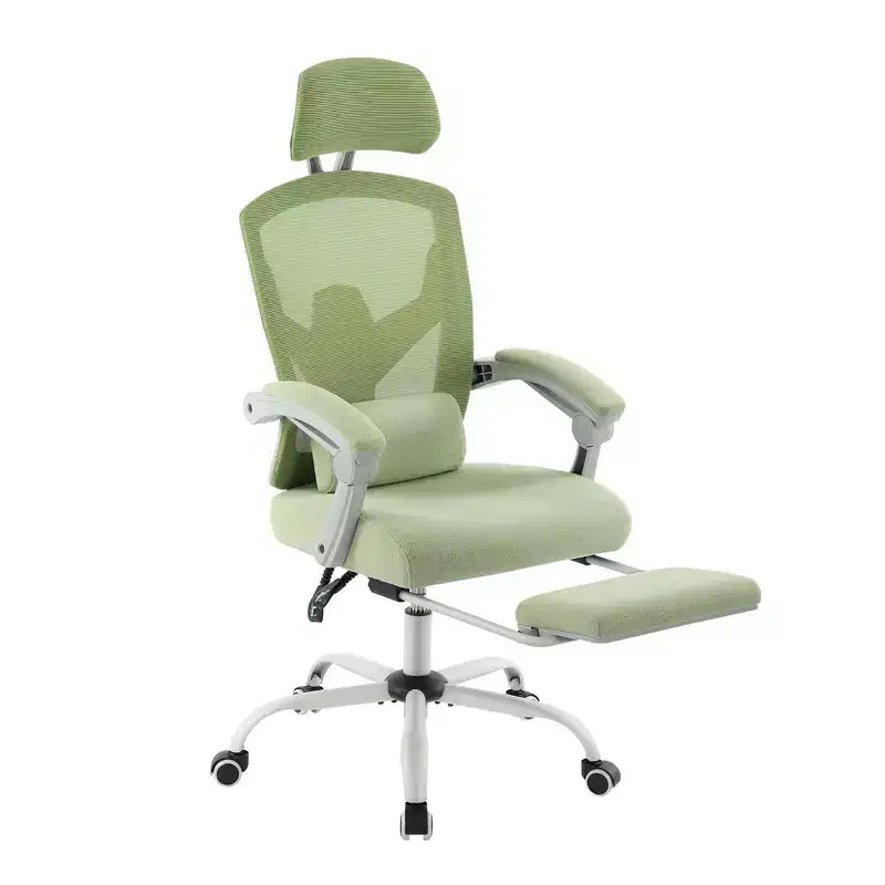 Chaise de bureau à dossier haut en maille Okak moderne avec repose-pieds rétractable, chaise de bureau pivotante réglable pour le bureau, l'étude