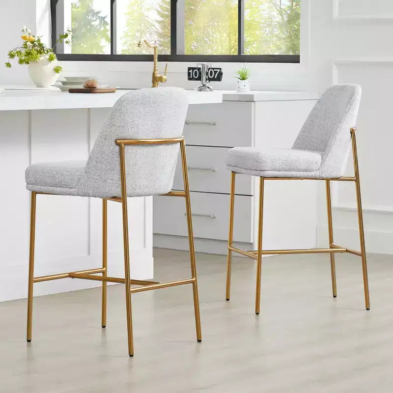 Tabouret de bar moderne Spruce&Spring de 68,5 cm de hauteur de comptoir avec structure dorée - Lot de 2