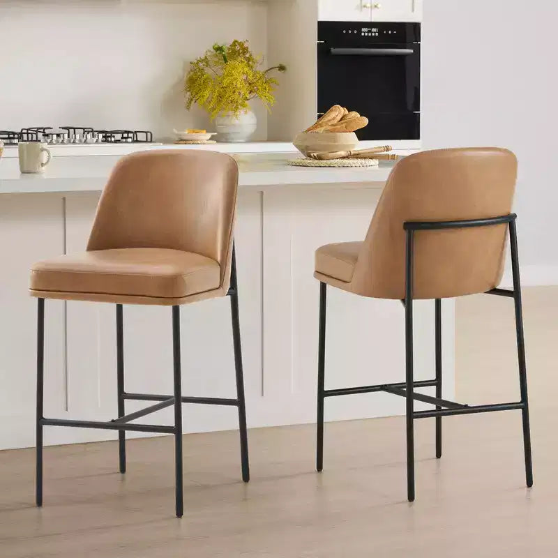 Tabouret de bar moderne Spruce&Spring de 68,5 cm de hauteur de comptoir avec structure dorée - Lot de 2