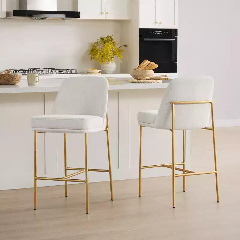 Tabouret de bar moderne Spruce&Spring de 68,5 cm de hauteur de comptoir avec structure dorée - Lot de 2