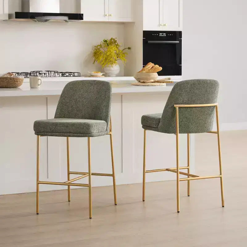 Tabouret de bar moderne Spruce&Spring de 68,5 cm de hauteur de comptoir avec structure dorée - Lot de 2