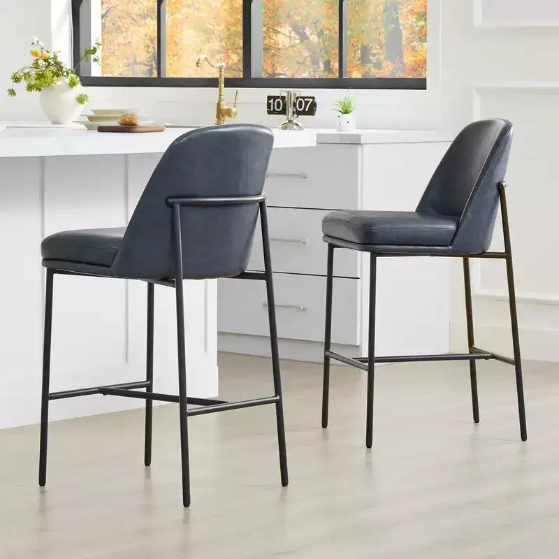 Tabouret de bar moderne Spruce&Spring de 68,5 cm de hauteur de comptoir avec structure dorée - Lot de 2