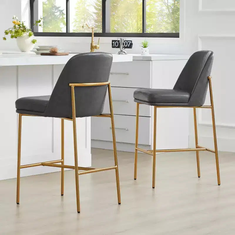 Tabouret de bar moderne Spruce&Spring de 68,5 cm de hauteur de comptoir avec structure dorée - Lot de 2