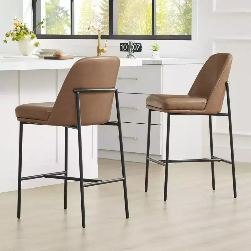 Tabouret de bar moderne Spruce&Spring de 68,5 cm de hauteur de comptoir avec structure dorée - Lot de 2
