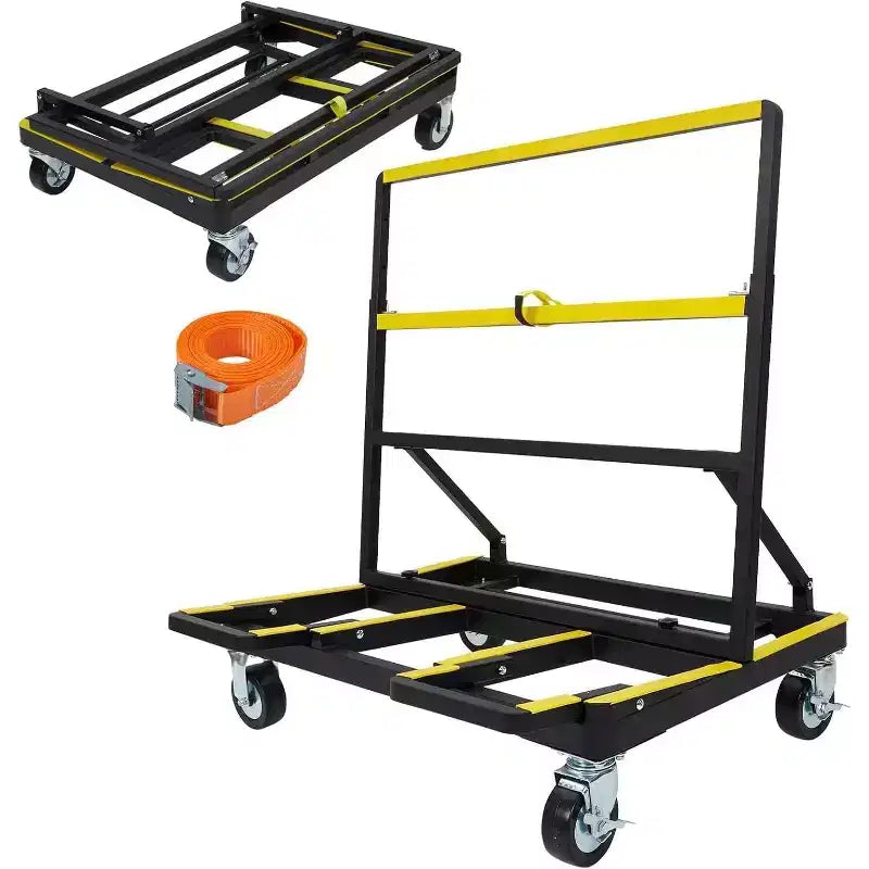 Chariot de manutention pliable Acekool avec capacité de 1 000 kg, plateau réglable et roulettes pivotantes à 360° avec frein pour un transport fluide des marchandises