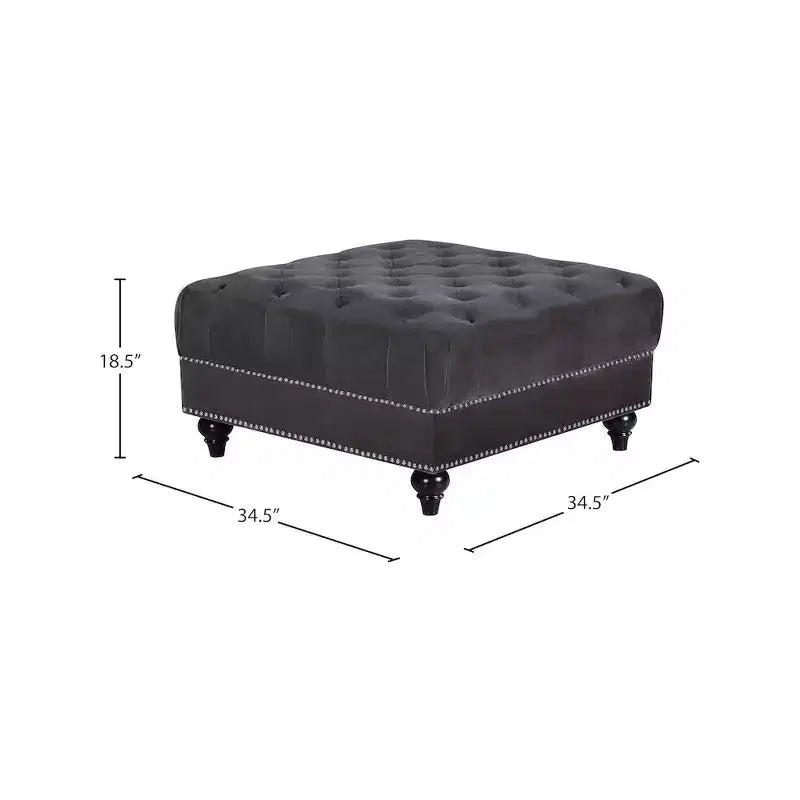 Pouf Meridian Furniture Sabrina en velours gris