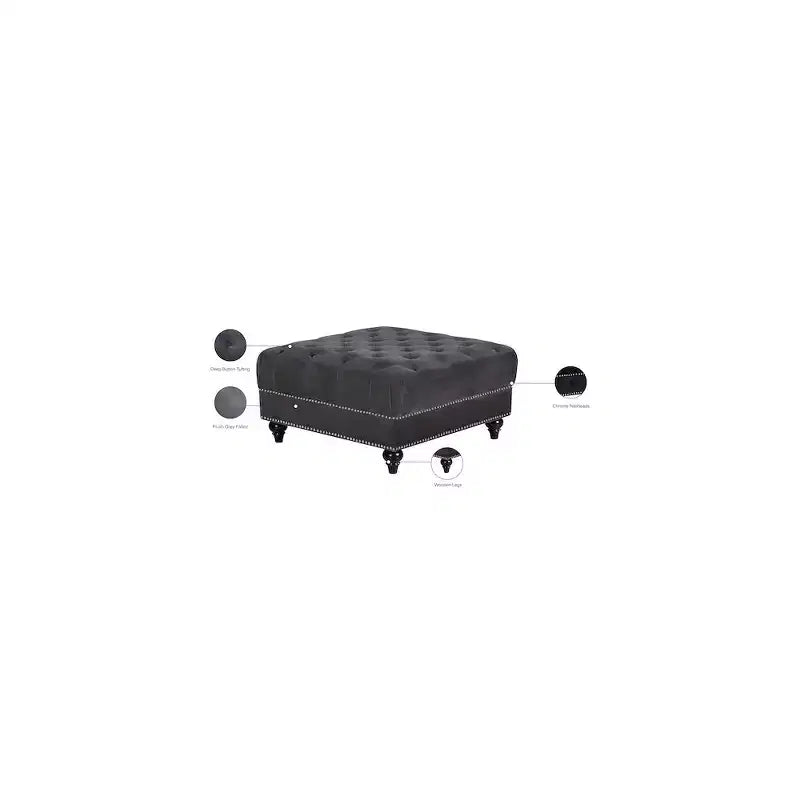Pouf Meridian Furniture Sabrina en velours gris