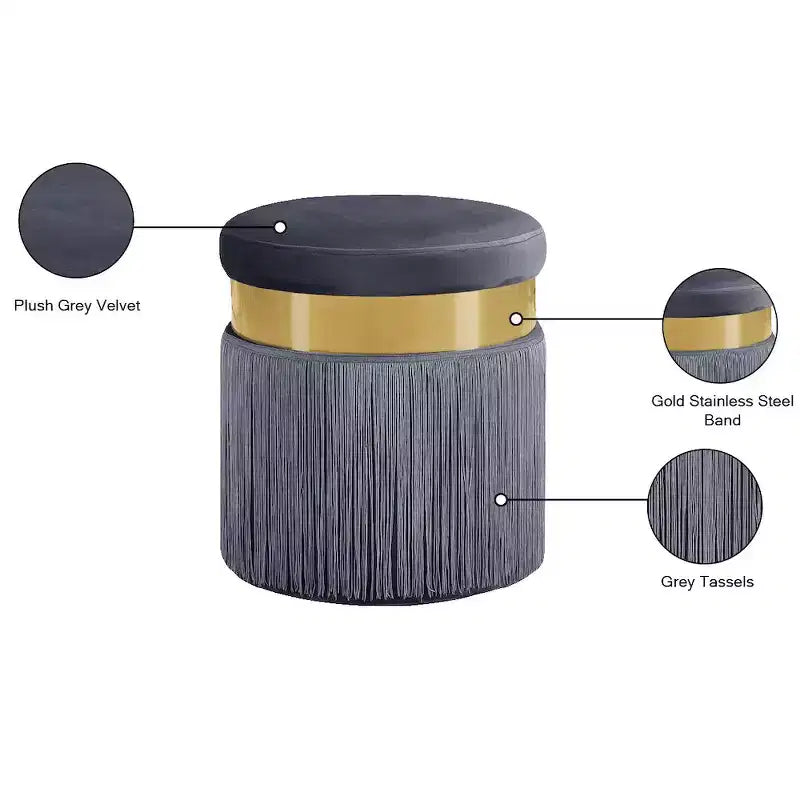 Meridian Furniture, Pouf/Tabouret en velours Yasmine