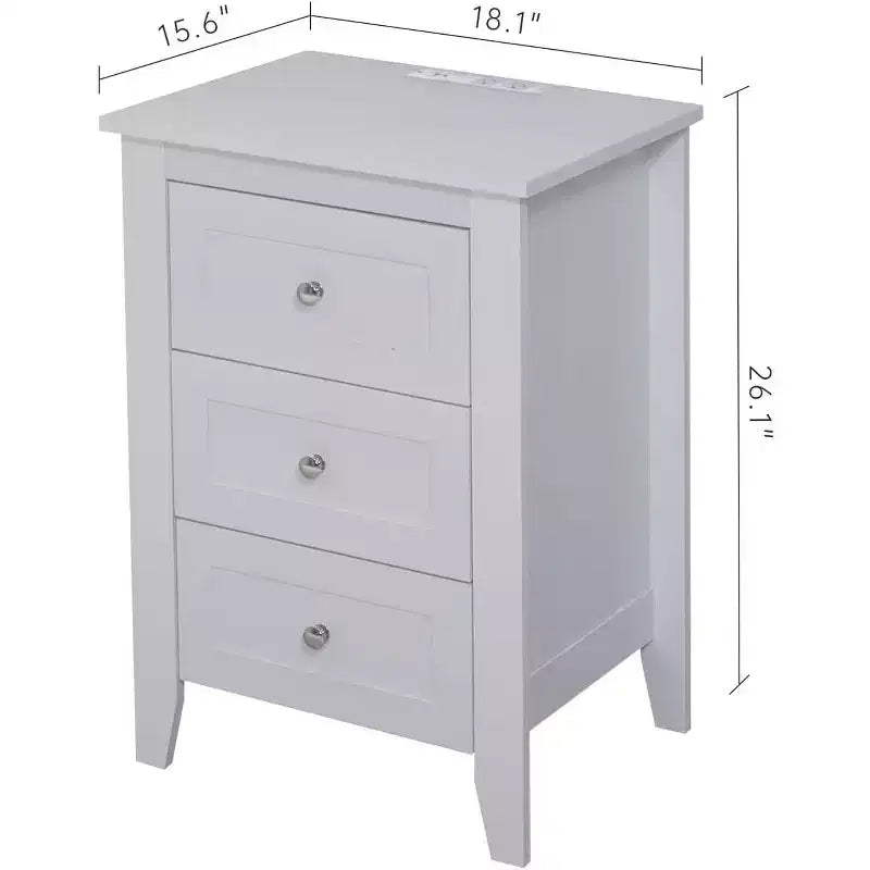 Table de chevet avec 2 tiroirs de rangement, facile à monter, table d'appoint de style vintage pour chambre, salon, bureau, blanc