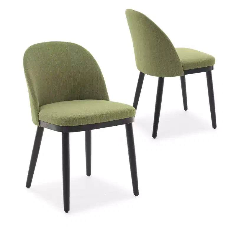 Chaise de salle à manger moderne - Dossier incurvé rembourré et pieds en bois d'hévéa, chaises d'appoint de cuisine modernes en tissu rembourré, chaise de salle à manger sans accoudoirs