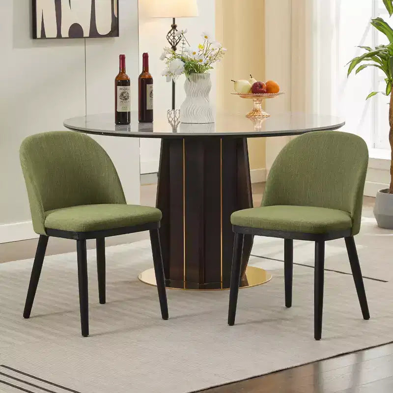 Chaise de salle à manger moderne - Dossier incurvé rembourré et pieds en bois d'hévéa, chaises d'appoint de cuisine modernes en tissu rembourré, chaise de salle à manger sans accoudoirs