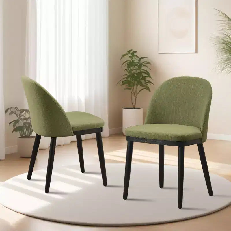 Chaise de salle à manger moderne - Dossier incurvé rembourré et pieds en bois d'hévéa, chaises d'appoint de cuisine modernes en tissu rembourré, chaise de salle à manger sans accoudoirs