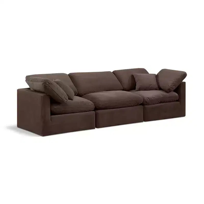 Meridian Furniture,Indulge Brown Velvet Modular Sofa